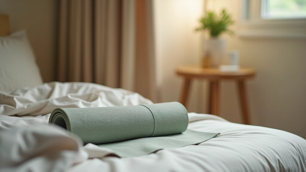 Small Hong Kong apartment corner with exercise mat, minimal setup optimized for morning movement and stretching