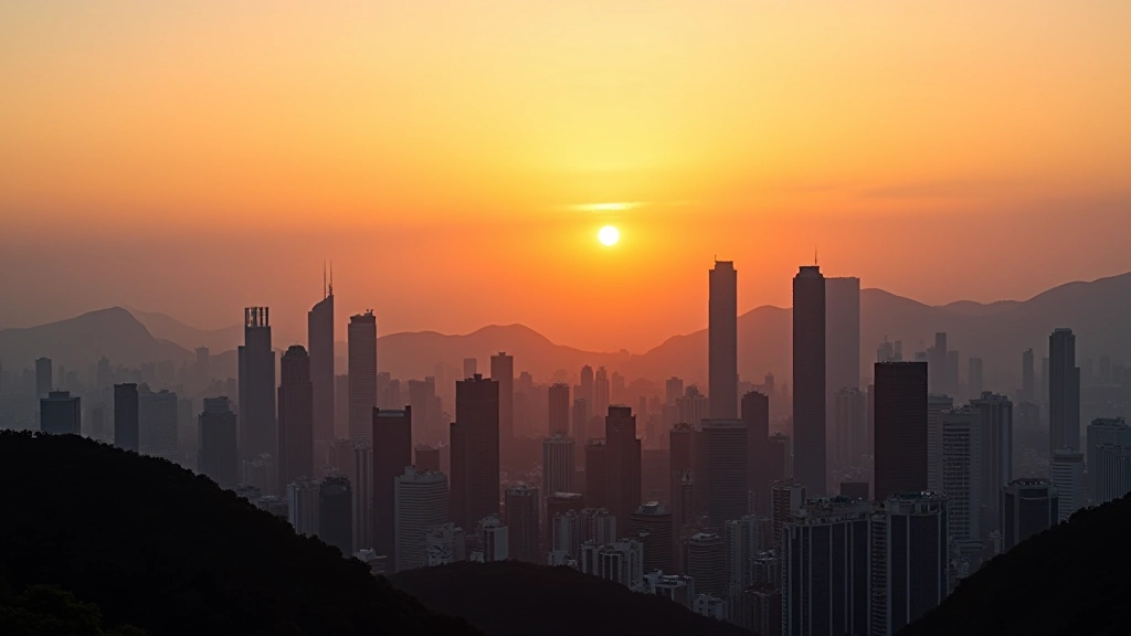 Hong Kong skyline at dawn with early morning light breaking through buildings, showing the energy of the fast-paced city waking up